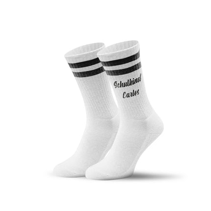SEO. Tennissocken - Kinder Wunschtext - personalisiert mit Namen - Schwarz Linkreich
