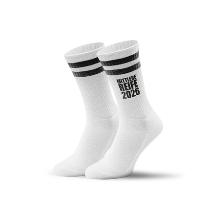 SEO. Tennissocken - Mittlere Reife - personalisiert mit Namen & Jahr - Schwarz Linkreich