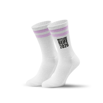SEO. Tennissocken - Mittlere Reife - personalisiert mit Namen & Jahr - Flieder Linkreich