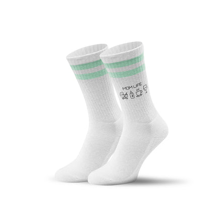 SEO. Tennissocken - Mom Life - personalisiert mit Namen - Mint Linkreich