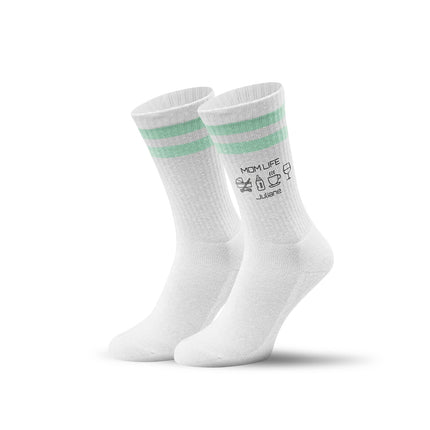 SEO. Tennissocken - Mom Life - personalisiert mit Namen - Mint Linkreich