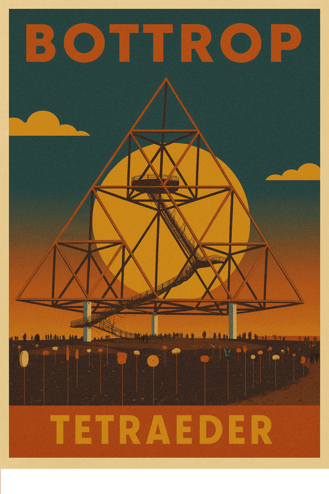 SEO. Tetraeder Bottrop – Retro Poster im 70er - Stil - Poster (230 g/m²) Linkreich