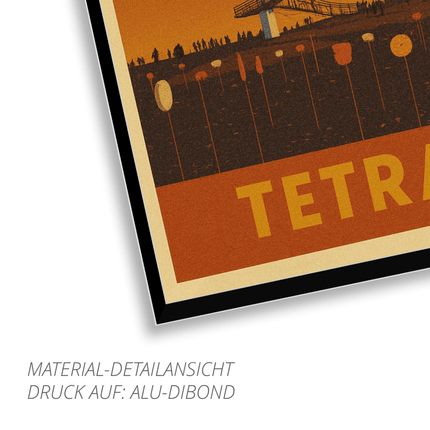 SEO. Tetraeder Bottrop – Retro Poster im 70er - Stil - Metall - Alu Dibond (4 mm) Linkreich
