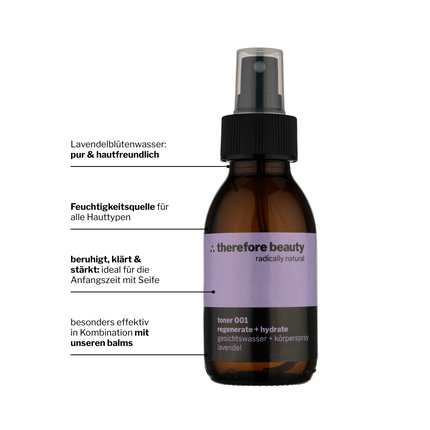 toner 001 —  Hydratisierung und Beruhigung für Haut + Haar nach der Reinigung