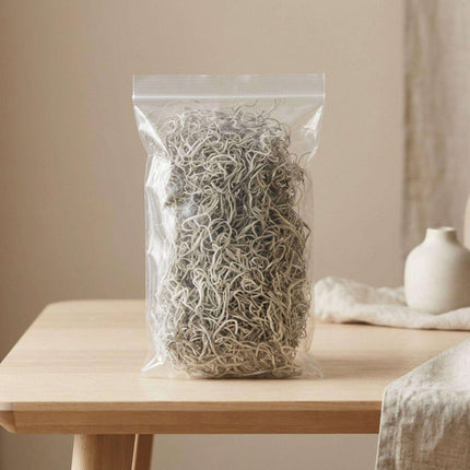 Getrocknetes Tillandsienmoos 1L – Spanisches Moos zur Dekoration – Natürliches Dekomaterial für Terrarium Floristik & Tischdeko – Grau