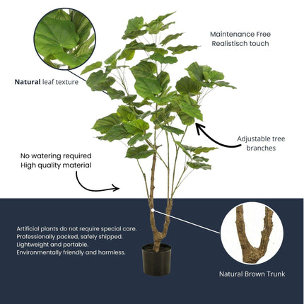 Ficus Schirmbaum Kunstpflanze 125cm – Große künstliche Zimmerpflanze mit Stamm – Realistische Deko Pflanze für Wohnzimmer Büro & Restaurant