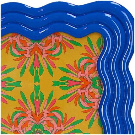 Fotorahmen Gebogenes Polyresin Blau – , geschwungener Bilderrahmen – Stilvolle Dekoration für Sideboard, Nachttisch & Regal