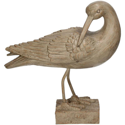 Vogel Dekofigur aus Polyresin – beige – 25,5cm – realistisches Ornament mit feinen Details – stilvolle Wohn – Naturdeko für Innenräume