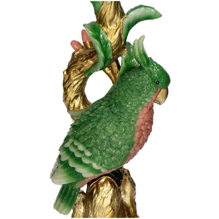 Kerzenständer Bunter Vogel 33,5 cm – Polyresin-Kerzenhalter Grün – Verspieltes Wohnaccessoire & dekorativer Vogel-Kerzenleuchter