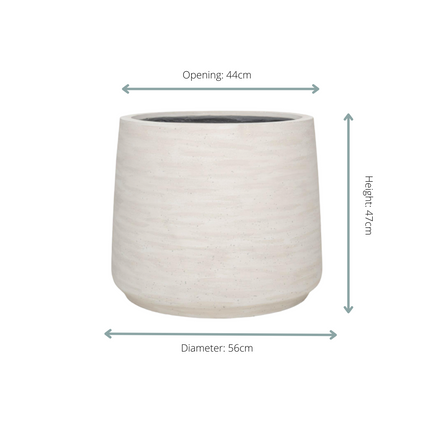 Pflanztopf Jumbo Patt Ivory Washed – D56xH47cm – Moderner Design – Blumentopf in Elfenbeinoptik – Wetterfester Pflanzkübel für Innen & Außen