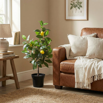 Kunstpflanze Zitronenbaum 65cm – künstlicher Lemon Tree – realistische Blätter & Zitronenoptik