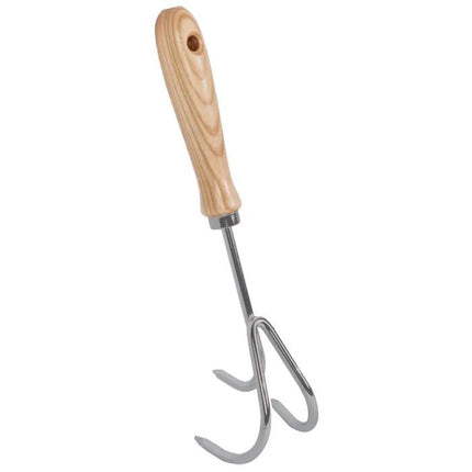 Gartenhacke – Blumenhacke – Handjäter 3 Zähne – Verzinkter Stahl – Eschenholzgriff – Handschaber für Töpfe & Kübel