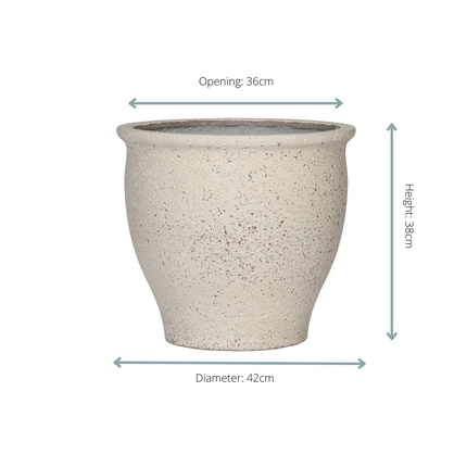 Pflanztopf Poseidon Chalk White – D42xH38cm – Blumentopf in eleganter Weiß – Optik – Wetterfester Pflanzkübel aus hochwertigem Kunststoff