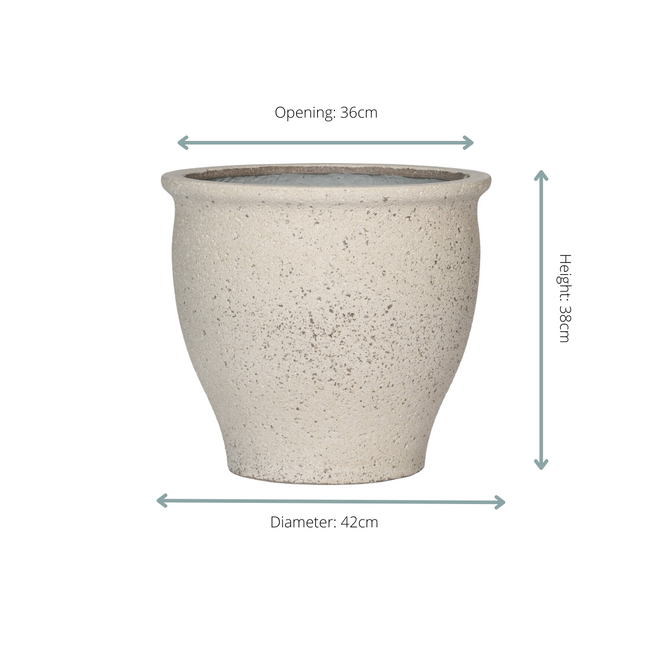 Pflanztopf Poseidon Chalk White – D42xH38cm – Blumentopf in eleganter Weiß – Optik – Wetterfester Pflanzkübel aus hochwertigem Kunststoff