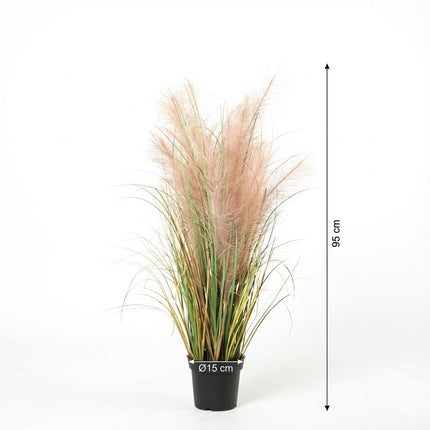 Schilfrohr Kunstpflanze 95cm – Dekorative Reetgras Deko Pflanze – Pflegefreie Kunstpflanze für Wohnzimmer Büro & Balkonüberdachung