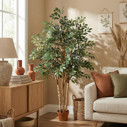 Kunstpflanze Ficus Exotica 150cm – künstlicher Deko – Baum im Topf