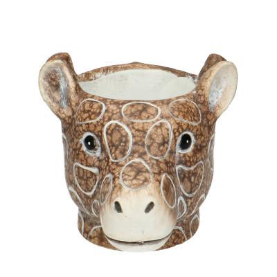 Pflanztopf Giraf – Braun – D11/14xH11cm – Giraffen – Blumentopf aus Keramik – Tier – Dekotopf für kleine Pflanzen & Sukkulenten