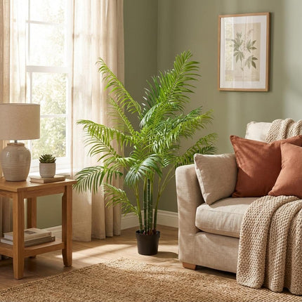 Areca Palme Kunstpflanze 190cm – Große Goldfruchtpalme Deko Pflanze – Pflegefreie Kunstpalme für Wohnzimmer Büro & Empfangsbereich