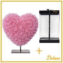 Herz DELUXE auf Ständer – 15 cm – Hellrosa – Romantisches Deko-Herz aus Schaum – Mit Geschenkbox – Für Kommode, Regal & Nachttisch – Wohnaccessoire für Innen