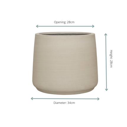 Pflanzgefäß Jumbo Patt Beige Washed – D34xH28cm – Moderner Blumentopf in Beton-Optik – Stilvoller Pflanzkübel für Innen & Außen – Dekorativer Topf für Zimmerpflanzen, Palmen & Ziergräser
