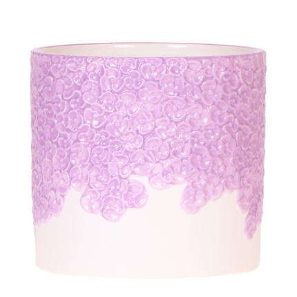 Ziertopf Bloom Lila – Blumentopf Ø12cm – Eleganter Übertopf mit Blütenstruktur – Design Pflanztopf in Violett für Zimmerpflanzen Kräuter & Deko