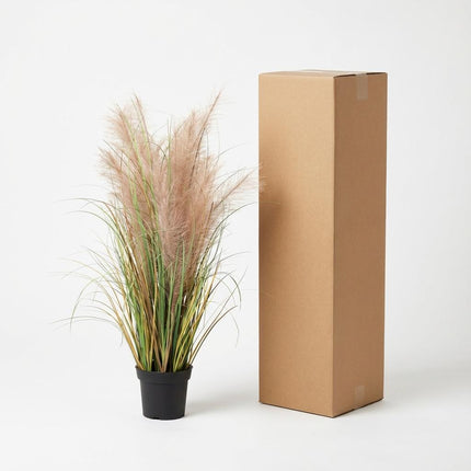 Schilfrohr Kunstpflanze 95cm – Dekorative Reetgras Deko Pflanze – Pflegefreie Kunstpflanze für Wohnzimmer Büro & Balkonüberdachung