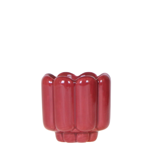 Übertopf Retro Shine rot Ø6cm – Mini Blumentopf mit Blasenrelief – hochglänzender Retro – Übertopf im 70er – Design – Zimmerpflanzen