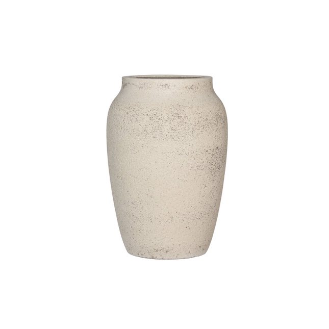 Pflanztopf Hera Chalk Weiß – L – D51xH74cm – Extra großer Blumentopf in eleganter Steinoptik – Pflanzkübel für Innen & Außen