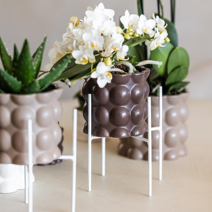 Weißer Metall – Pflanzenständer Ø12cm – Blumentopfständer aus Metall – Pflanzenhalter für Zimmerpflanzen – Stabil, stilvoll & vielseitig