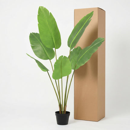 Kunstpflanze Strelitzia Nicolai 135cm – künstliche Paradiesvogelpflanze – realistische XXL – Blätter & tropische Optik – pflegeleichte Grün
