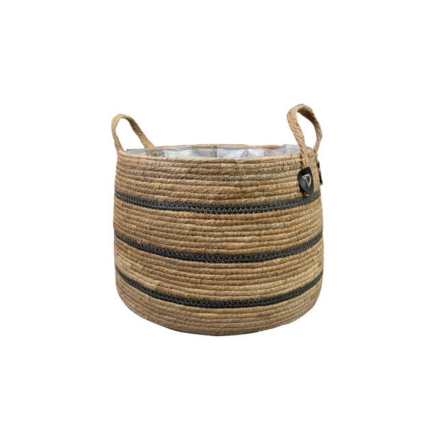 Korb Isla Black – D43cm x H30cm – Schwarzer Deko – & Aufbewahrungskorb – Ideal für Pflanzen, Decken & Kissen – Stabil & pflegeleicht – Modernes Design