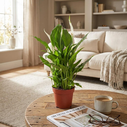 Scheidenblatt Spathiphyllum Einblatt – Ø12cm – Höhe 35-40cm – Luftreinigende Zimmerpflanze weiß blühend