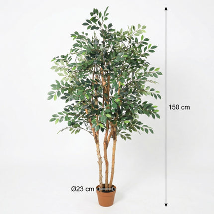 Kunstpflanze Ficus Exotica 150cm – künstlicher Deko – Baum im Topf