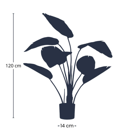 Strelitzia Kunstpflanze – 120cm – schwarzer Topf – Tropischer Zimmerpflanzen – Look ohne Pflege – Große Deko-Pflanze für Wohnzimmer, Büro & Flur
