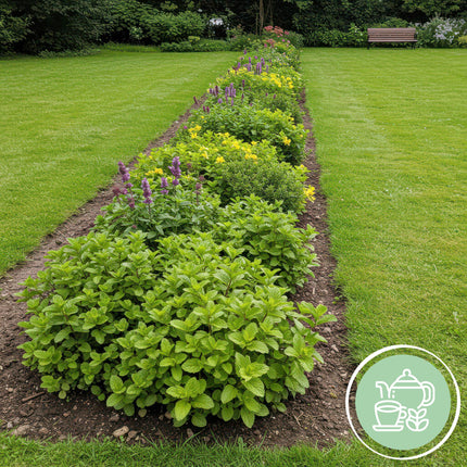 Staudenset – Kräuter – 24 Teekräuter-Stauden für 3 m² – Aromatisch & Duftend – Pflegeleicht – Verschiedene Sorten – Ø11 cm