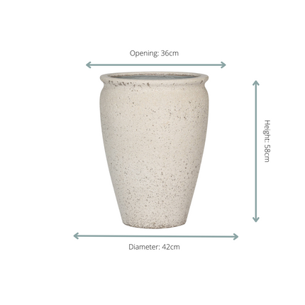 Pflanztopf Artemis Chalk White – D42xH58cm – Moderner Blumentopf in Weiß – Hochwertiger Pflanzkübel für Innen – & Außenbereich