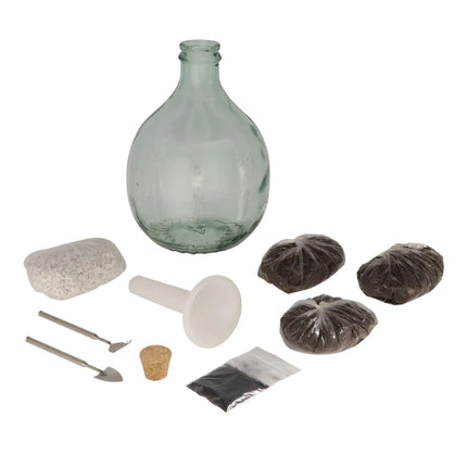 DIY Flaschengarten Set 5L – Geschlossenes Pflanzen – Ökosystem im Glas mit Kork – Komplettes Set in Geschenkbox – Substrat, Werkzeug & Anleitung