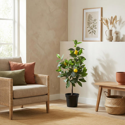 Kunstpflanze Zitronenbaum 65cm – künstlicher Lemon Tree – realistische Blätter & Zitronenoptik