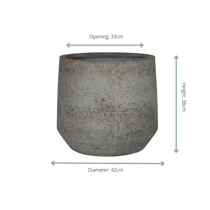 Pflanztopf Harith M Dioriet Grey – D42xH38cm – Blumentopf in eleganter Steinoptik – Wetterfester, robuster Pflanzkübel aus hochwertigem Kunststoff