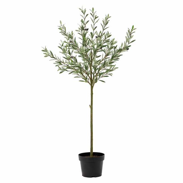 Kunstpflanze Olivenbaum150cm – künstlicher Olive Tree im Topf – realistische Blätter & Olivenoptik – pflegeleichter Deko