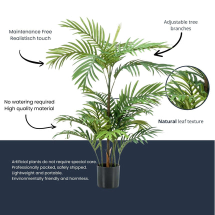 Palm Phoenix Kunstpflanze – ca.90cm – Realistische künstliche Palme – Pflegefreie Deko Pflanze für Wohnzimmer Büro Flur & Gastronomie
