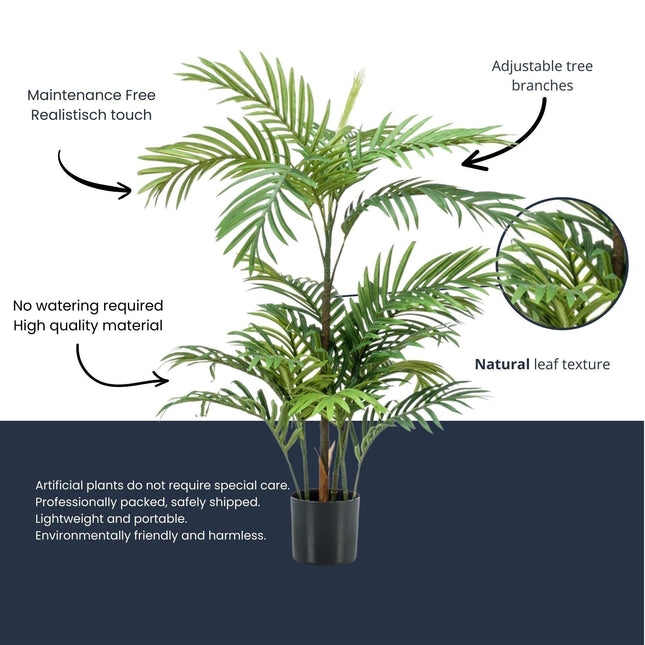 Palm Phoenix Kunstpflanze – ca.90cm – Realistische künstliche Palme – Pflegefreie Deko Pflanze für Wohnzimmer Büro Flur & Gastronomie
