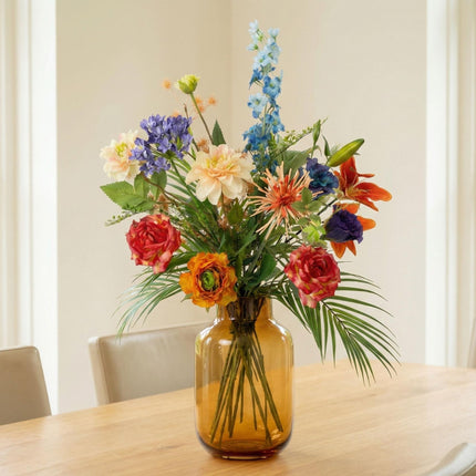 Kunstblumenstrauß Colorful Bloom Deluxe 70cm – Real Touch Blumenstrauß mit 18 Stielen – Pflegefreie Premium Dekoblumen