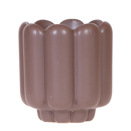 Retro Pflanztopf – Brown – Ø9cm – Dekorativer Übertopf aus Keramik – Blumentopf mit Rillenstruktur – Für Orchideen & Grünpflanzen