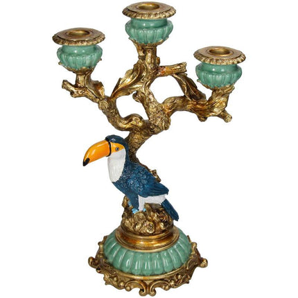 Kerzenständer Tukan 33,5 cm – Exotisches Polyresin-Design – Bunter Vogel-Kerzenhalter für tropisches Wohnambiente