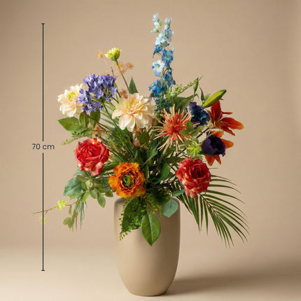Kunstblumenstrauß Colorful Bloom Deluxe 70cm – Real Touch Blumenstrauß mit 18 Stielen – Pflegefreie Premium Dekoblumen