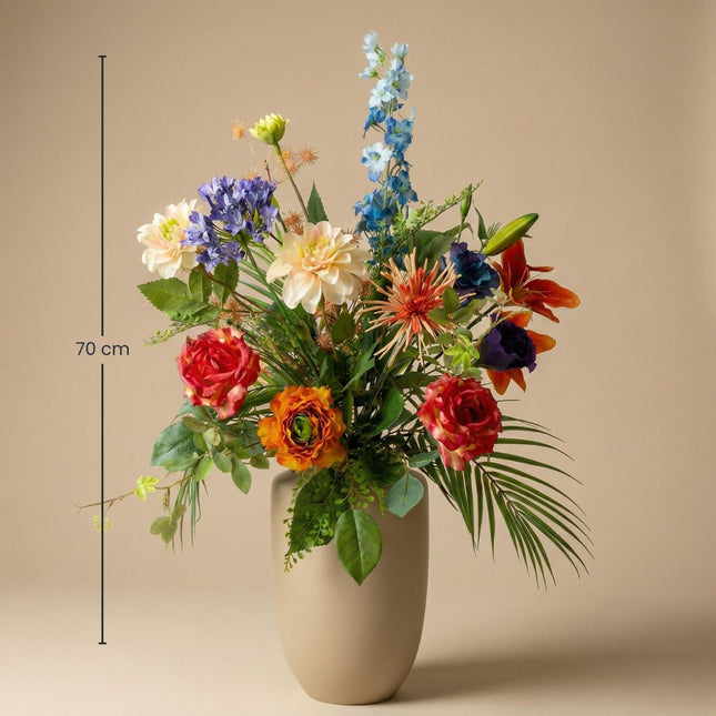 Kunstblumenstrauß Colorful Bloom Deluxe 70cm – Real Touch Blumenstrauß mit 18 Stielen – Pflegefreie Premium Dekoblumen
