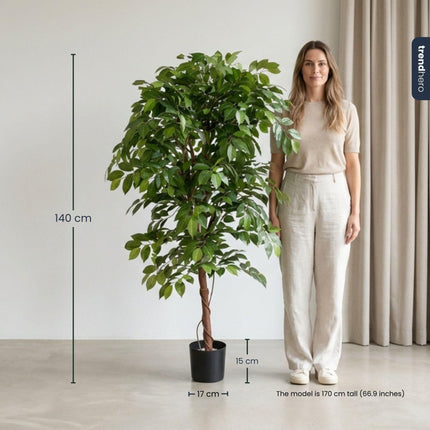 Ficus Deluxe Vine Kunstbaum – 140cm – Realistische Kunstpflanze für Innenräume – Pflegefreier künstlicher Baum mit dichtem Blattwerk