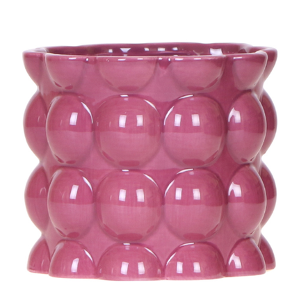 Übertopf Cotton Shine lila Ø12cm – Blumentopf mit Blasenrelief – hochglänzender Retro – Übertopf im 70er – Design