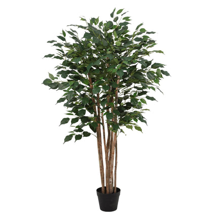 Kunstpflanze Ficus Benjamina 150cm – künstlicher Birkenfeigen – Baum im Topf – realistische Blätter & natürlicher Wuchs – pflegeleichte Grün